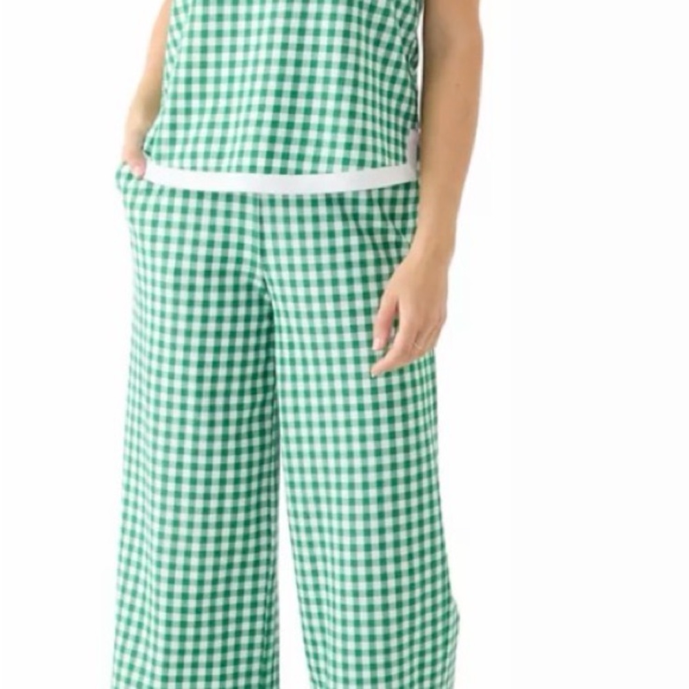 crown & ivy Green Gingham Jumpsuit